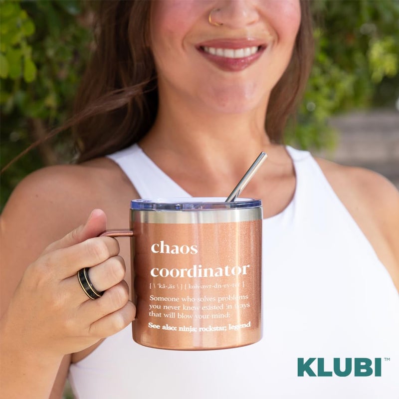 KLUBI Chaos Coordinator Tumbler Rose Gold Coffee Tumbler 14oz Chaos Coordinator Gifts for Women Boss Gifts for Women Boss Thank You Gift Rose Gold Gift Ideas Chaos Coordinator Mug Coworker Gifts for Women - Image 4